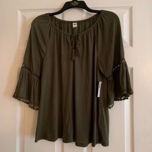 Old Navy Olive Green Bell Sleeve Top, size M